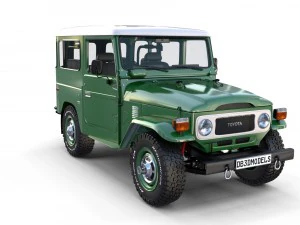 toyota land cruiser fj 40 green with interior and chassis 3D Model