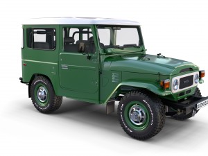 toyota land cruiser fj 40 green with interior and chassis 3D Модель
