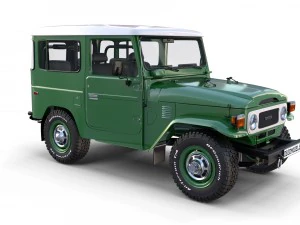 toyota land cruiser fj 40 green with interior and chassis 3D Model