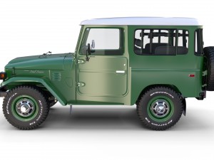 toyota land cruiser fj 40 green with interior and chassis 3D Модель