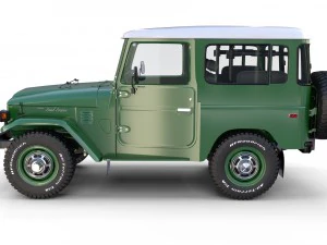 toyota land cruiser fj 40 green with interior and chassis 3D Model