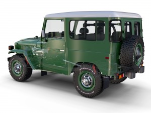toyota land cruiser fj 40 green with interior and chassis 3D Модель