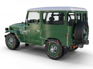 toyota land cruiser fj 40 green with interior and chassis 3D Model