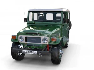 toyota land cruiser fj 40 green with interior and chassis 3D Model
