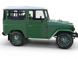 toyota land cruiser fj 40 green with interior and chassis 3D Модель