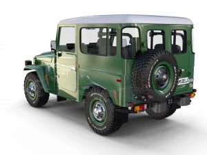 toyota land cruiser fj 40 green with interior and chassis 3D Model