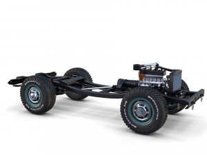 toyota land cruiser fj 40 green with interior and chassis 3D Модель