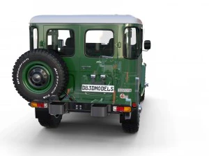 toyota land cruiser fj 40 green with interior and chassis 3D Model