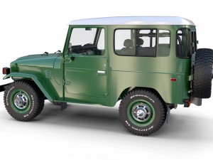 toyota land cruiser fj 40 green with interior and chassis 3D Модель