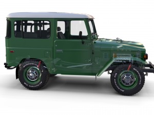 toyota land cruiser fj 40 green with interior and chassis 3D Модель