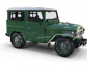 toyota land cruiser fj 40 green with interior and chassis 3D Модель