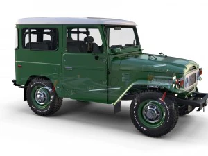 toyota land cruiser fj 40 green with interior and chassis 3D Model