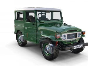 toyota land cruiser fj 40 green with interior and chassis 3D Model