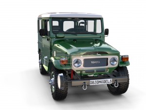 toyota land cruiser fj 40 green with interior and chassis 3D Модель