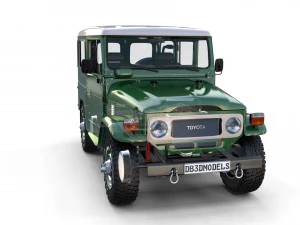 toyota land cruiser fj 40 green with interior and chassis 3D Model