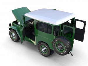 toyota land cruiser fj 40 green with interior and chassis 3D Модель