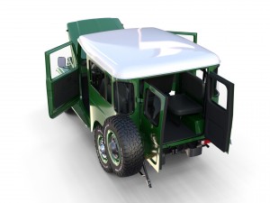 toyota land cruiser fj 40 green with interior and chassis 3D Модель