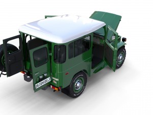 toyota land cruiser fj 40 green with interior and chassis 3D Модель