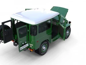 toyota land cruiser fj 40 green with interior and chassis 3D Model