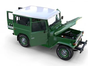 toyota land cruiser fj 40 green with interior and chassis 3D Model