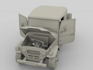 toyota land cruiser fj 40 green with interior and chassis 3D Model