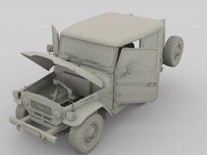toyota land cruiser fj 40 green with interior and chassis 3D Модель