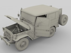 toyota land cruiser fj 40 green with interior and chassis 3D Модель