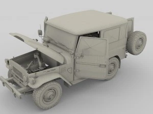 toyota land cruiser fj 40 green with interior and chassis 3D Model