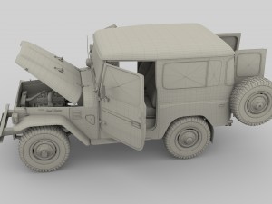 toyota land cruiser fj 40 green with interior and chassis 3D Модель