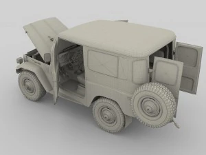 toyota land cruiser fj 40 green with interior and chassis 3D Model