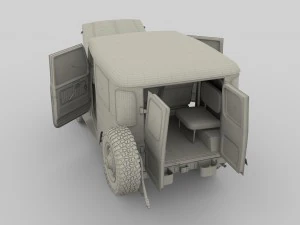 toyota land cruiser fj 40 green with interior and chassis 3D Model