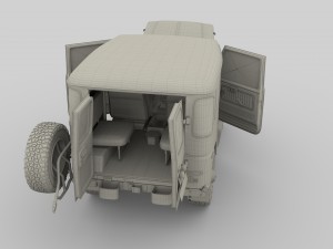 toyota land cruiser fj 40 green with interior and chassis 3D Модель