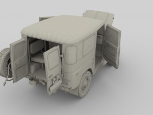 toyota land cruiser fj 40 green with interior and chassis 3D Модель