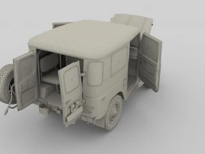 toyota land cruiser fj 40 green with interior and chassis 3D Model