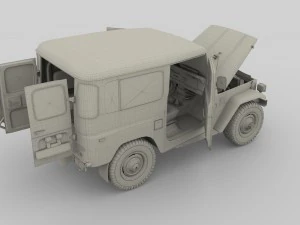 toyota land cruiser fj 40 green with interior and chassis 3D Model