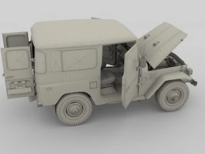 toyota land cruiser fj 40 green with interior and chassis 3D Model