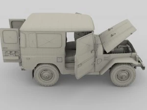 toyota land cruiser fj 40 green with interior and chassis 3D Model