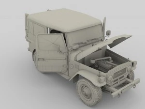 toyota land cruiser fj 40 green with interior and chassis 3D Model