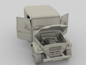 toyota land cruiser fj 40 green with interior and chassis 3D Модель