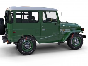 toyota land cruiser fj 40 green with interior and chassis 3D Модель