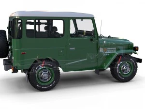toyota land cruiser fj 40 green with interior and chassis 3D Model