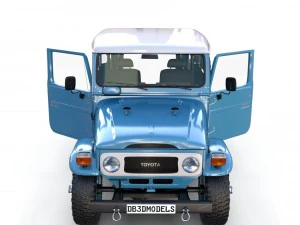 toyota land cruiser fj 40 blue with interior 3D Model