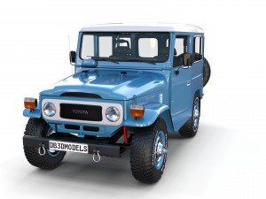 toyota land cruiser fj 40 blue with interior 3D Model