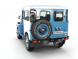 toyota land cruiser fj 40 blue with interior 3D Model