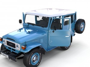 toyota land cruiser fj 40 blue with interior 3D Model