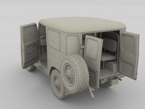 toyota land cruiser fj 40 blue with interior 3D Model