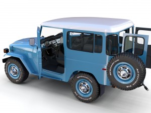 toyota land cruiser fj 40 blue with interior 3D Model