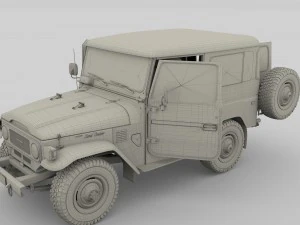 toyota land cruiser fj 40 blue with interior 3D Model