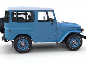 toyota land cruiser fj 40 blue with interior 3D Model