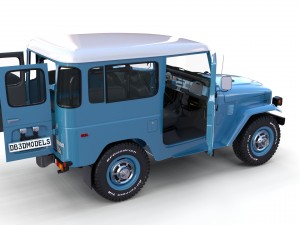 toyota land cruiser fj 40 blue with interior 3D Model